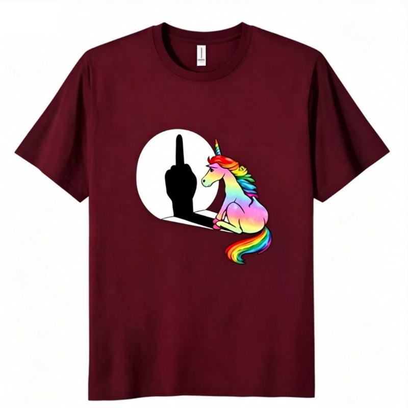 Unicorn Middle Finger T Shirt Unisex Unisexs TShirt Streetwear Tshirts Anime Clothes Four Seasons