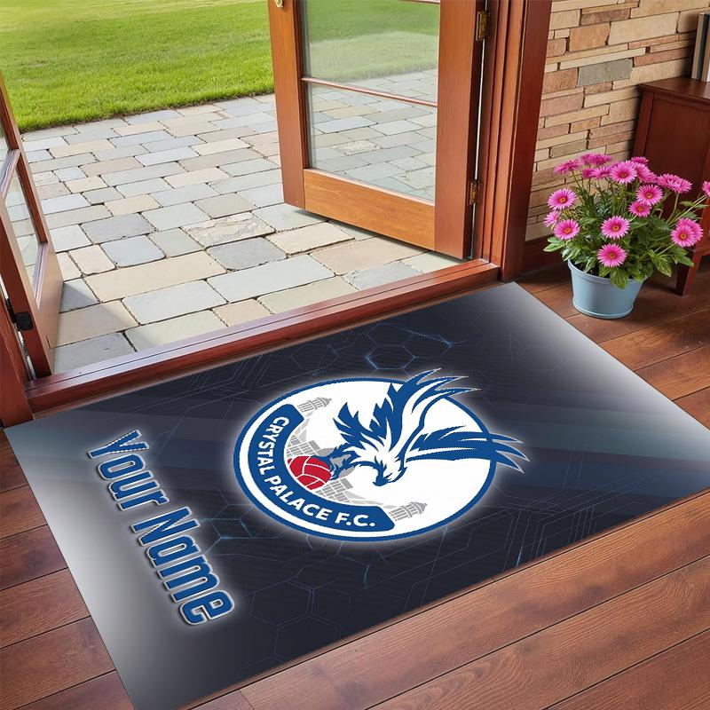 Crystal Velvet Rug Custom Name Text, Soft Non Slip Floor Mat Home DecorCrystal Palace