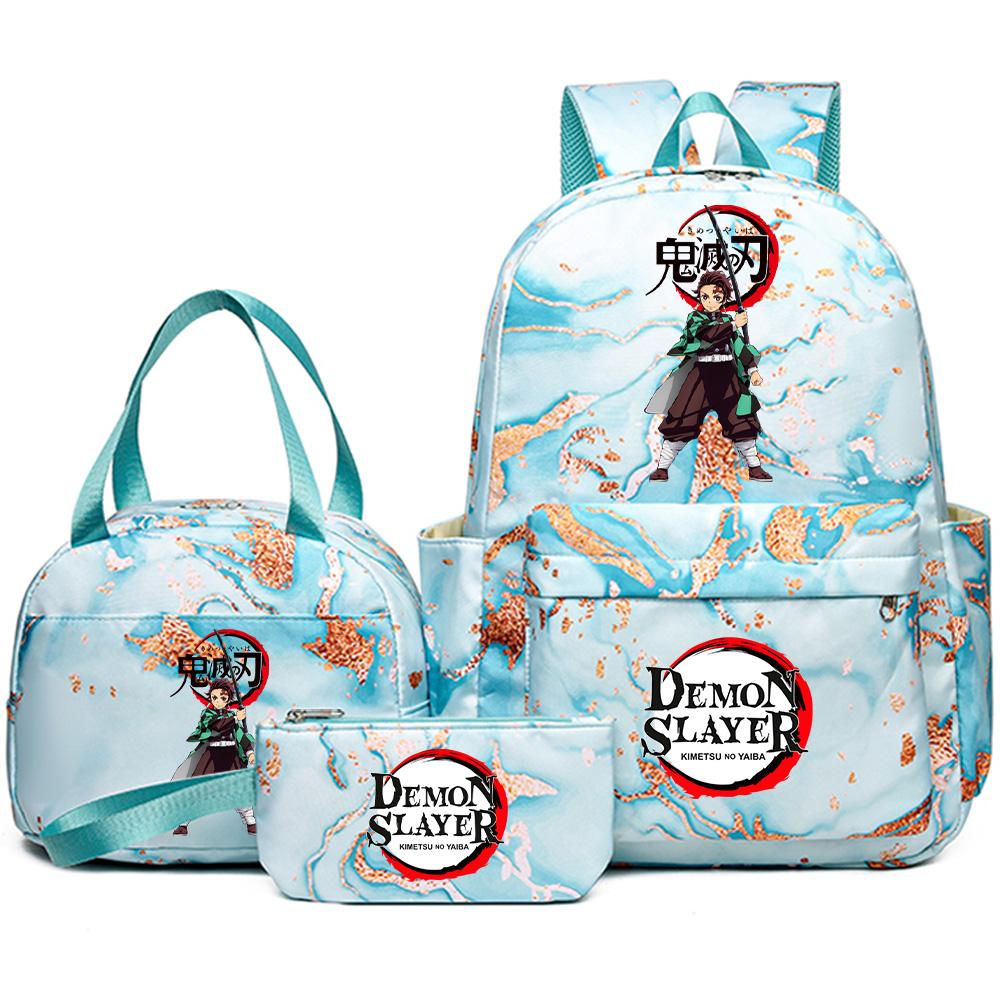 3 шт./комплект Рюкзак с принтом «Клинок, рассекающий демонов» с сумочкой и пеналом для подростка, школьника, девочки, мальчика, большой вместимости, водонепроницаемый, для книг, школьный, дорожный, подарок
