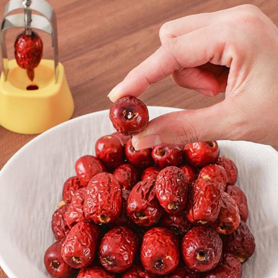 Удалитель косточек красного финика из нержавеющей стали, пресс-инструмент для удаления косточек финика, многоразовый удалитель сердцевины финика для кухни, пекарни