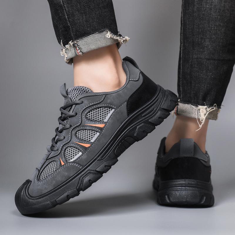 Летняя мужская обувь. Удобная легкая дышащая повседневная обувь с сетчатой поверхностью. Модная походная обувь.