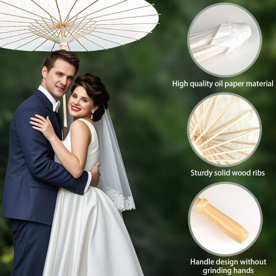 60/80СМ Сделай сам Раскрашивание Бумажный зонт Китайский стиль Декоративный Белый Зонт из масляной бумаги с деревянной ручкой Детское раскрашивание Восточный зонт Поделки