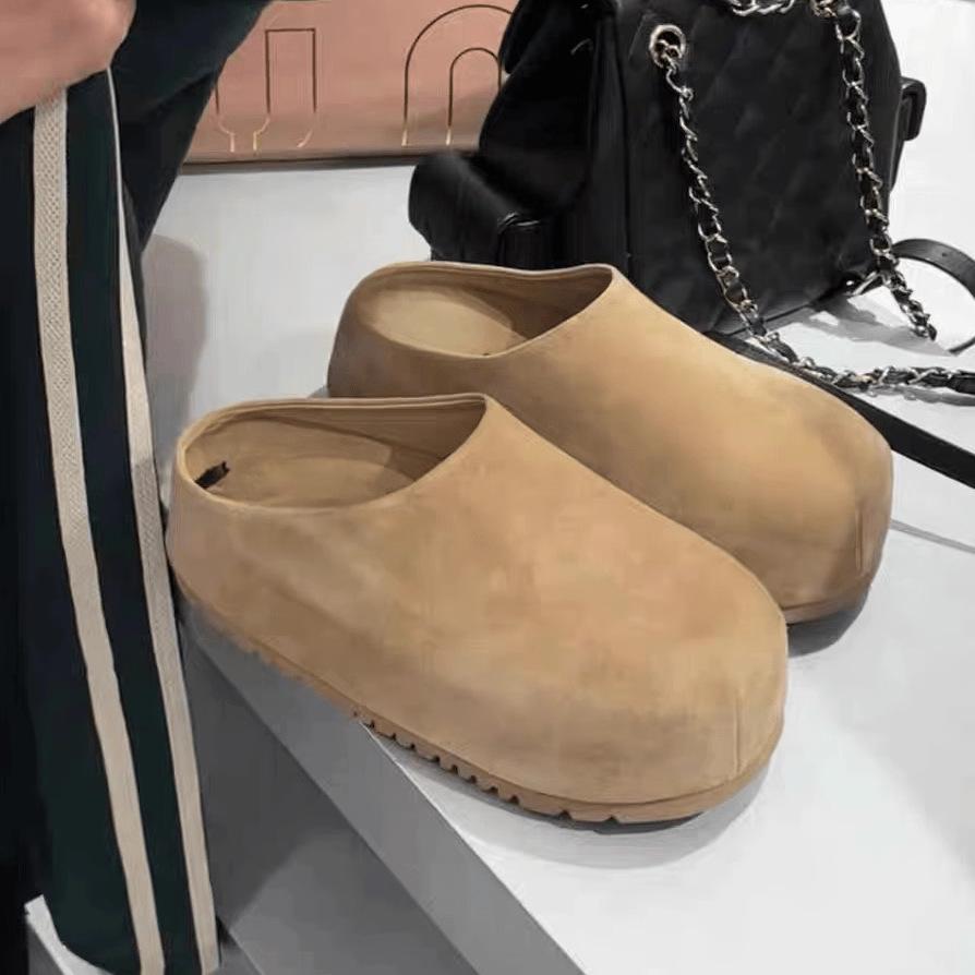 Туфли Boken платформа осень новая кожа ощущение расслабленности одна педаль для увеличения роста досуг ленивый мешок голова шлепанцы