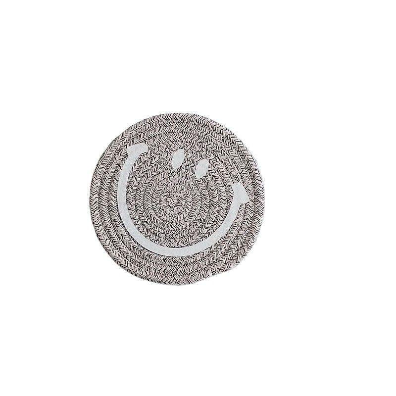 Круглый коврик с улыбающимся лицом, плетеные салфетки из рами, нескользящие коврики для обеденного стола, нескользящие подставки для посуды, подставки для мисок, подставки для чашек на кухне