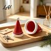 Small Statues for Home 3D Printed Flexible Spring Santa Hat Figurine Retractable Spiral Coil Christmas Toys Desktop Ornament with White Base Novelty