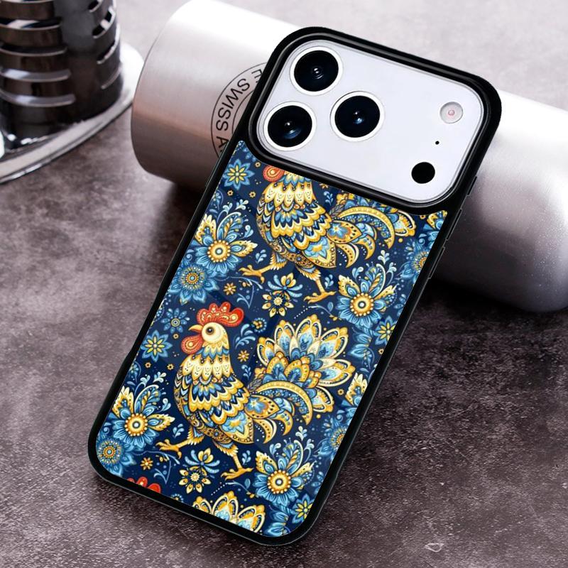 Bright Pattern with Roosters Phone Case For iPhone 17 16 15 14 13 12 11 Pro Max Plus 17Air Soft Silicone Cover