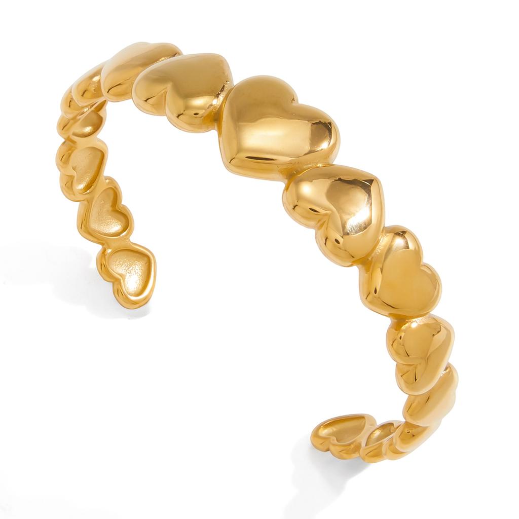 Yori Heart-shaped Gradient Open Bracelet Bangle Women Stylish Summer Jewelry Gift Waterproof New