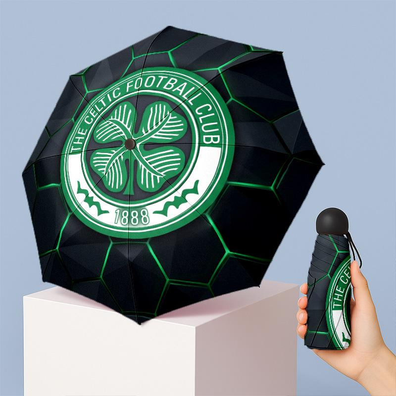 Celtic FC Mini 5 Fold Pocket Umbrella Compact Lightweight Anti UV Rain Sun Protection Umbrella Portable Travel Umbrella