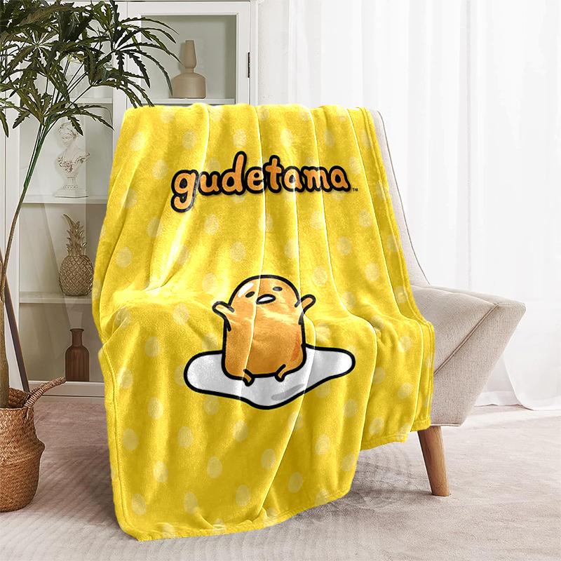 1pc Blanket Sanrio Gudetama1 Print Design, Lightweight Blanket for Sofa, Bed- Soft &Warm, Gift for All Seasons like Christmas, Halloween