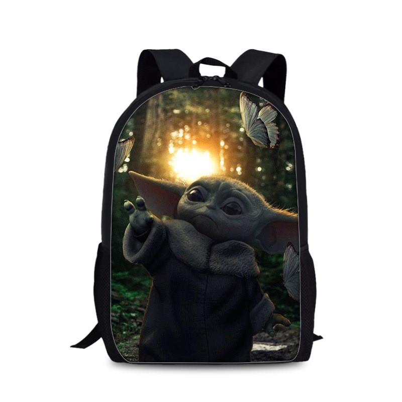 Mandalorian Grogu Double Strap Backpack For Children With Durable Nylon Material