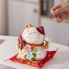 5.2 Inch Ceramic Maneki Neko Money Box Flower Lucky Cat Ornament Desktop Decoration Centerpiece Fortune Cat Piggy Bank Figurine