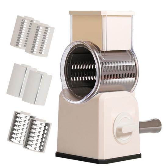 Effortlessly Veggie Chopper Strong Suction Base 3 Sets Blades Hand-Friendly Manual Rotary Vegetable Cutter Kitchen Supply