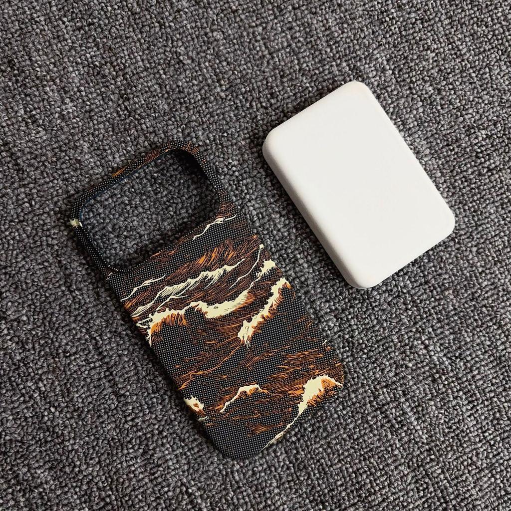 Совместимый чехол для iPhone 17 Pro с магнитным креплением, узором из кевлара, из углеродного волокна, матовый