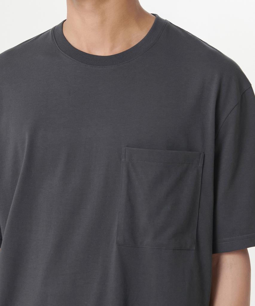 MUSINSA STANDARD [Cooltandard] Relaxed Fit Crew Neck Pocket T-Shirt [Dark Gray]