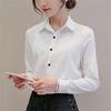 Summer Autumn Women Office Shirt Korean Fashion Slim Fit Casual Blouse Tops Ladies Lapel Long Sleeve Base Chiffon Shirts