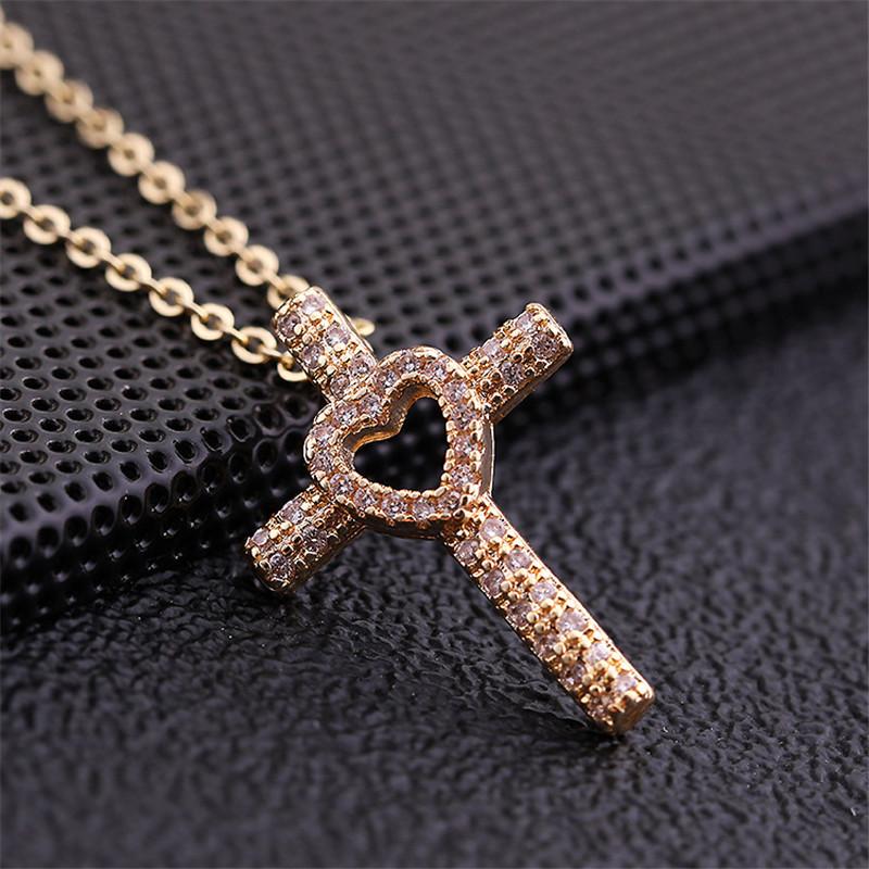 Vintage Punk Zircon Cross Pendant Necklace Stainless Steel Fashion Choker Collar Jewelry Birthday Gifts For Women Girls