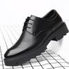 Summer Men's Leather Shoes Leather Hollow Breathable Hole Sandals Business Dress Thick-soled Casual Inner Height-increasing Shoes