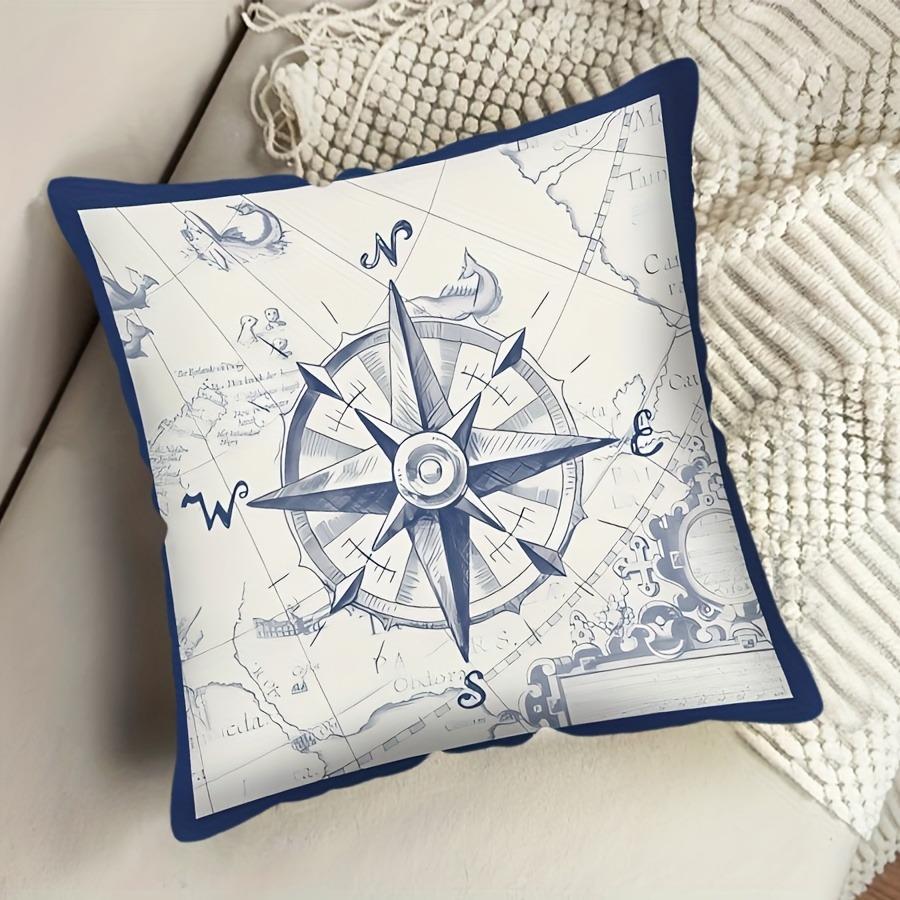 Sailing Sailboat Pillowcase Compass Lighthousesuitable For Sofa Car Bedroom Decorative Cushion Cover Pillow Cover