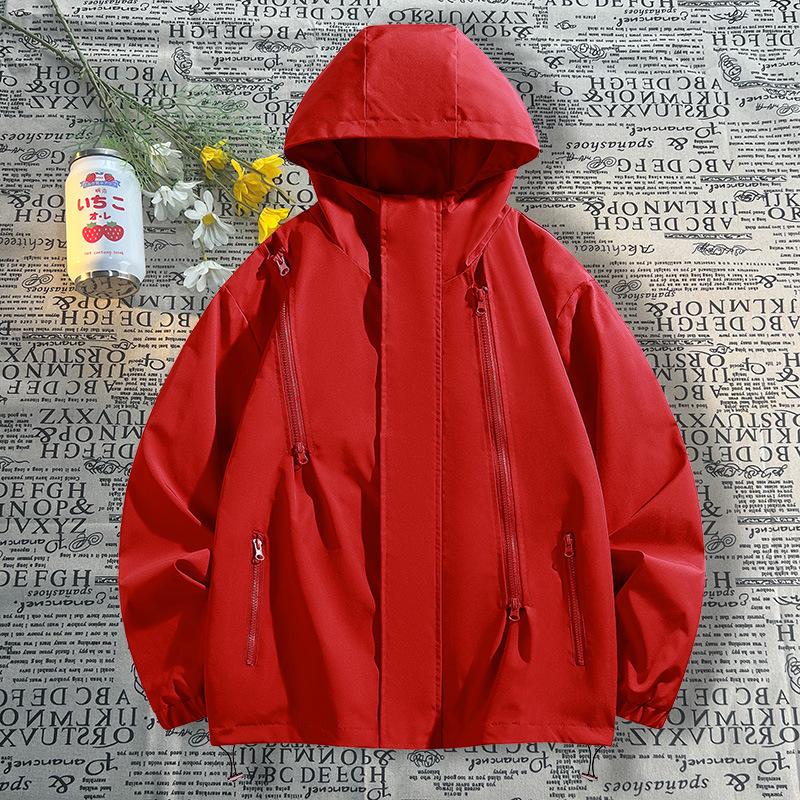 Outdoor Jacket Functional Twill Zipper Hooded Solid Color Men's Trench Coat Autumn Couples Jacket Mountaineering Suit