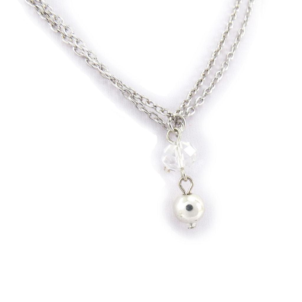 Les Trésors De Lily [K0678] - Silver White 'Scarlett' Waist Chain