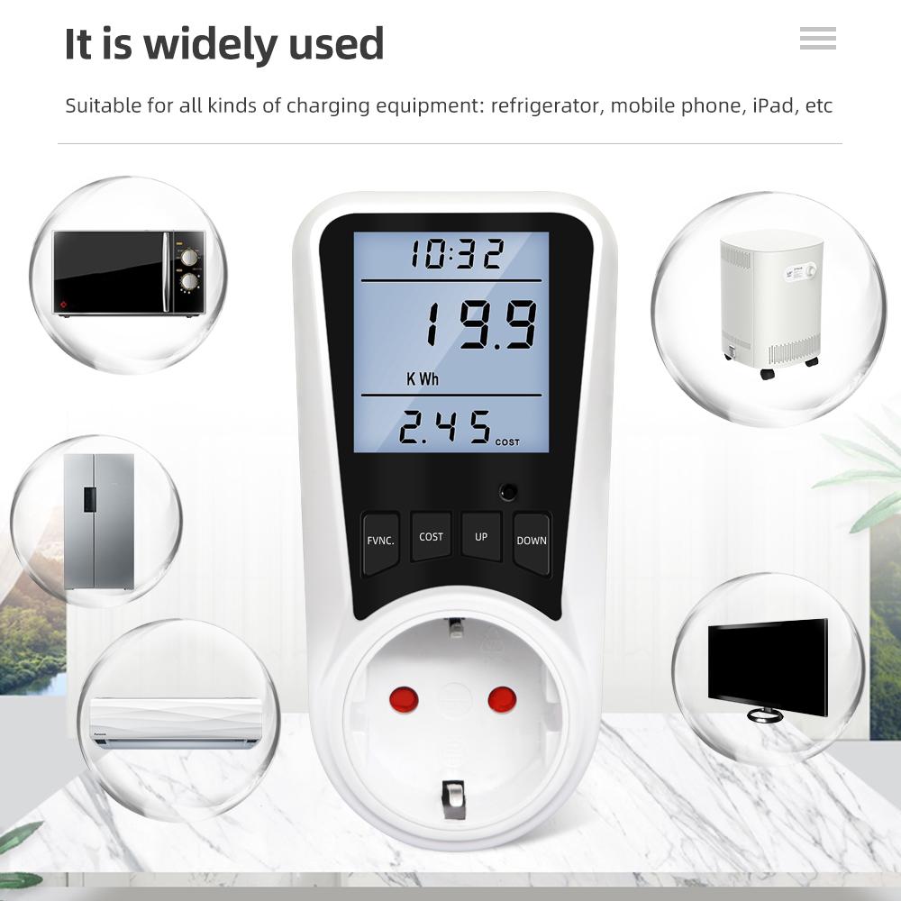 Digital Wattmeter AC Energy Socket Power Meter Electricity Usage Monitor Socket Kilowatt Wattage Voltage Meter with Backlight