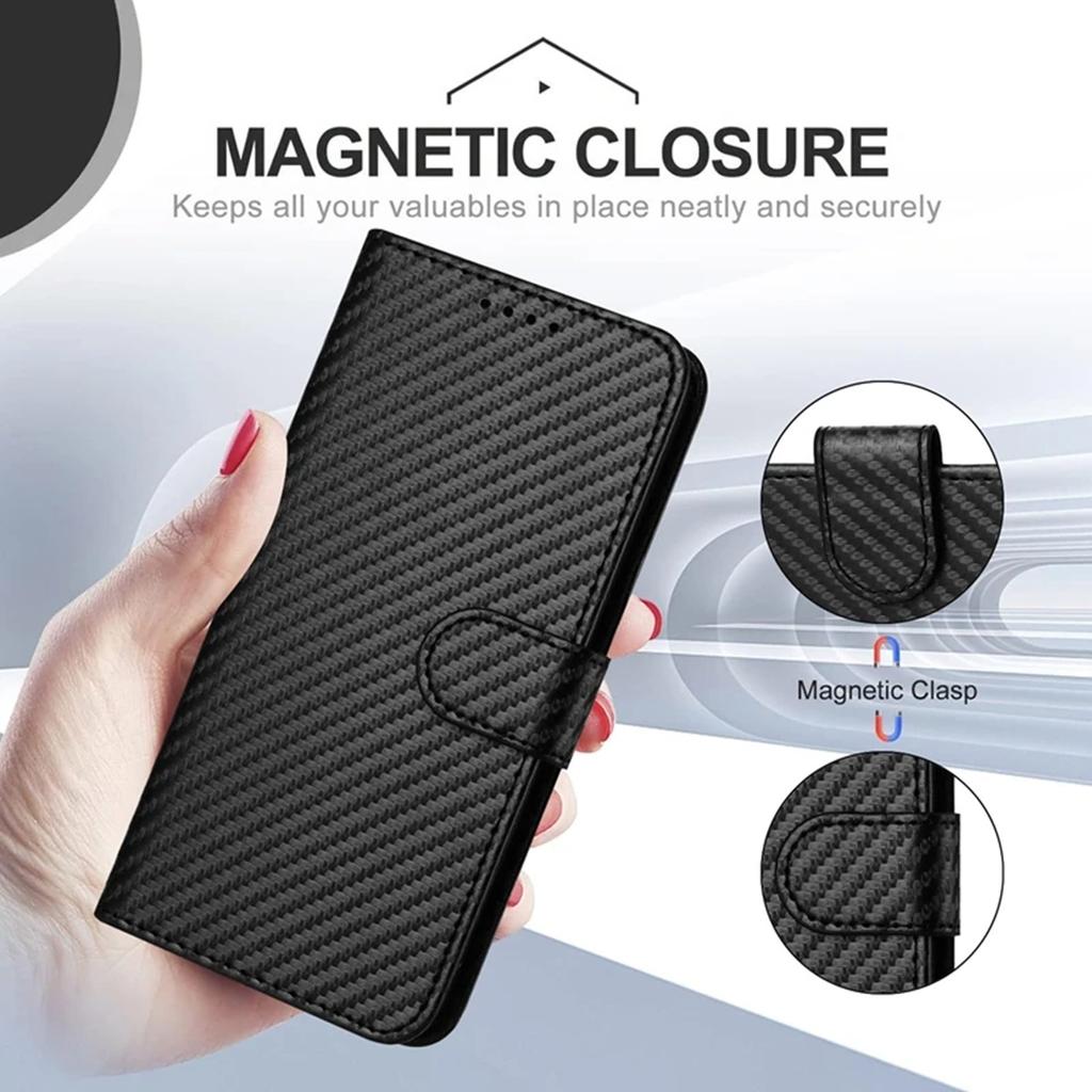 Business Carbon Fiber Flip Case For Xiaomi 14 13 12 Lite 13T 12T 11T 10T Redmi Note 13 12 11 10 9 13C 12C 10C 9C Poco X6 X5 M3 Pro Magnetic Cover