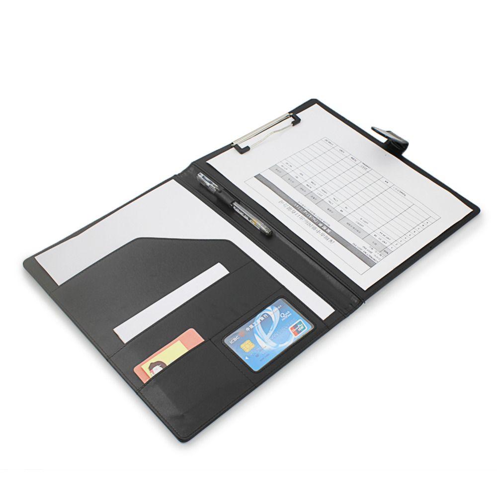 Holder PU Leather Document Case Manager Clip A4 Clipboard Folder A4 File Folder Business Folder