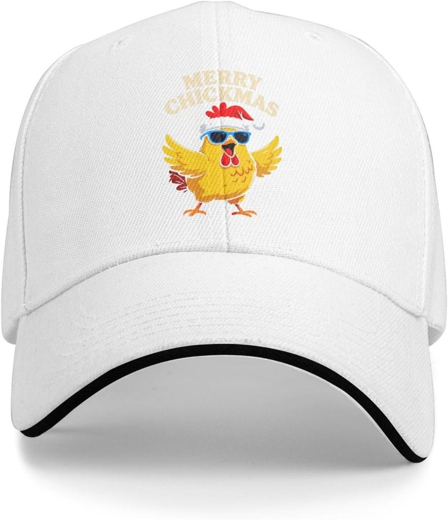 Merry Chickmas Chicken Funny Baseball Cap Cool Holiday Themed Washed Sports Hat Adult Unisex