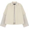 WE11DONE Layered Patch Logo Long Sleeve Shirt Men shirts Beige WD-SH2-25-180-U-BG