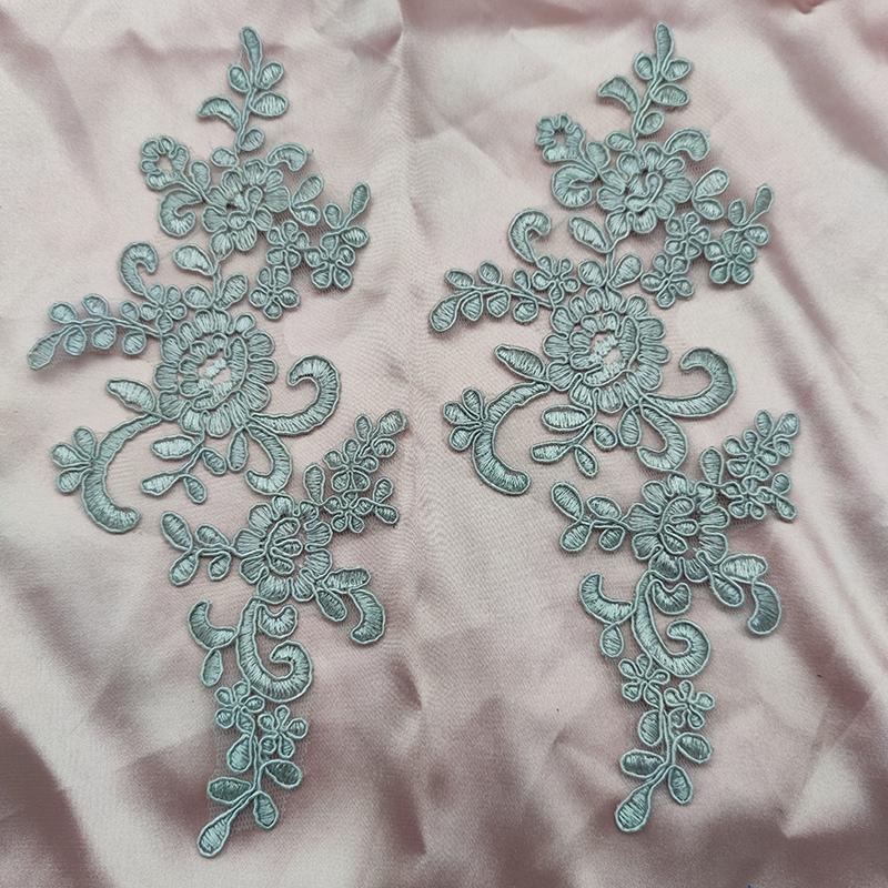 Кружевная аппликация Пришивная нашивка Ткань 1 пара Вышивка Цветок Изысканная отделка Нашивки Поделки Наклейки Сумка Платье Украшение Оптом
