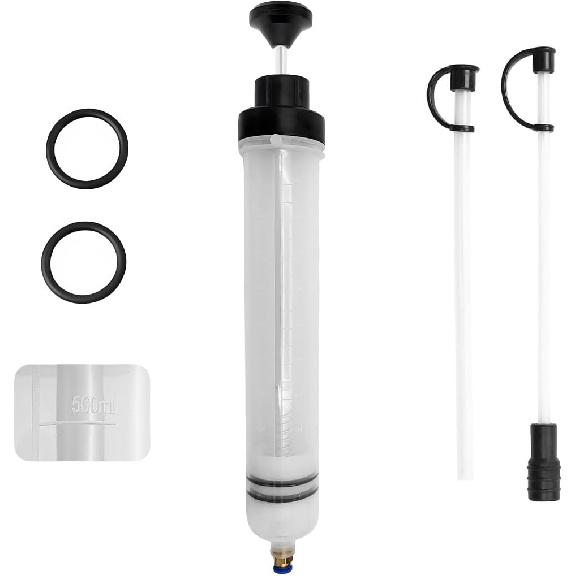 500cc Fluid Extractor, Automotive Fluid Extractor Pump, Manual Extraction and Filling Pump with Two Extraction Tubes, Universal Fluid Oil Change