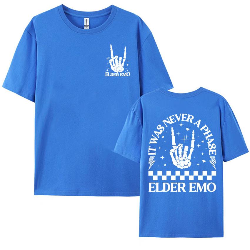 Elder Emo Comfort Colors T Shirt It Was Never A Phase Emo Moms Skeleton Tshirts Men Women Retro Gothic Oversized Cotton Tshirt