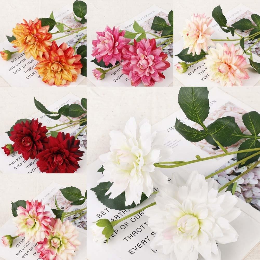Real Touch Simulation Big Dahlia Realistic Faux Dahlia Branch Fake Flower  Party Favors