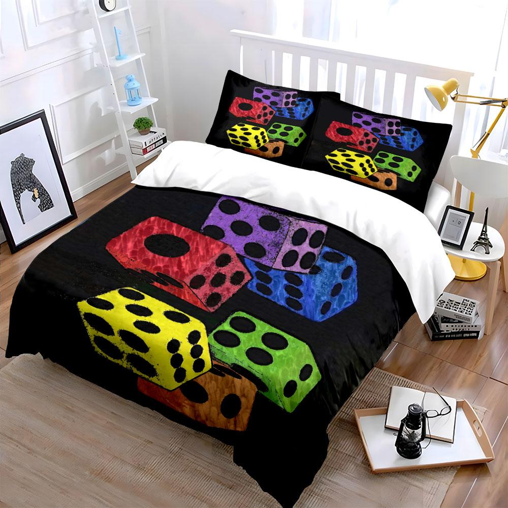 Colorful dice pattern. Bedding sets Duvet cover sets Duvet covers Pillowcases(1* Duvet Cover 2* Pillowcases without duvet insert)