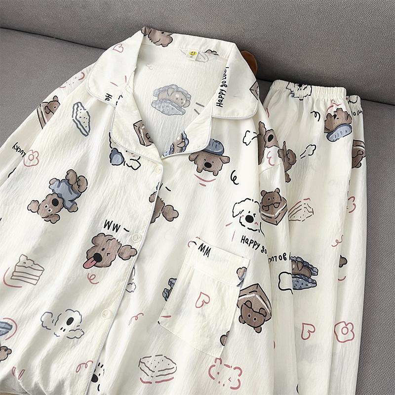 Пижамный комплект с рисунком собаки и буквами из мультфильма, женский пижамный комплект больших размеров, милая повседневная модная пижама