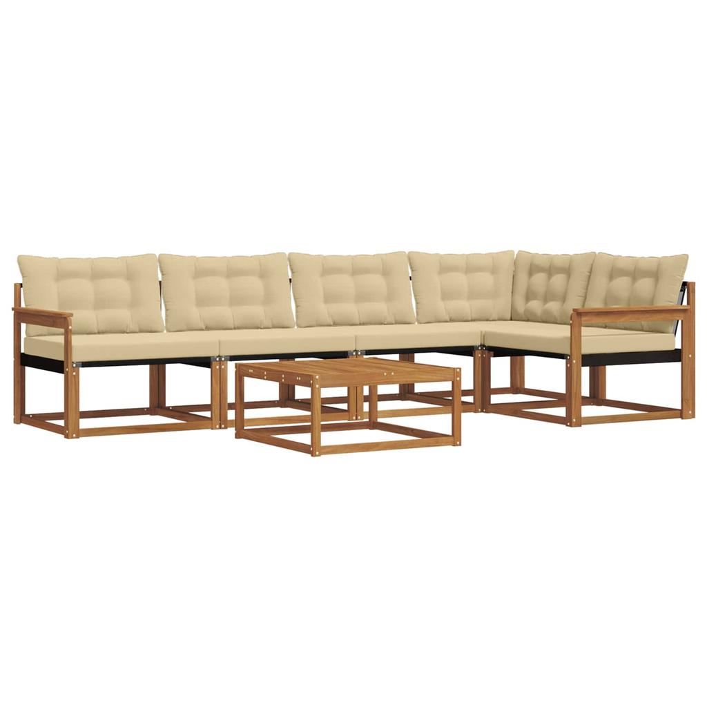 Outdoor Sofa Set with Cushions 6 pcs Natural and Beige