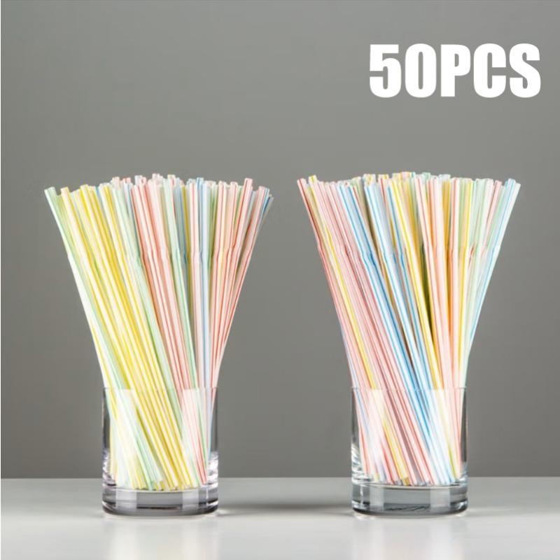 Disposable Art Long Straw Bendable Color Food Grade Beverage Handmade Milk Tea 100 Pack
