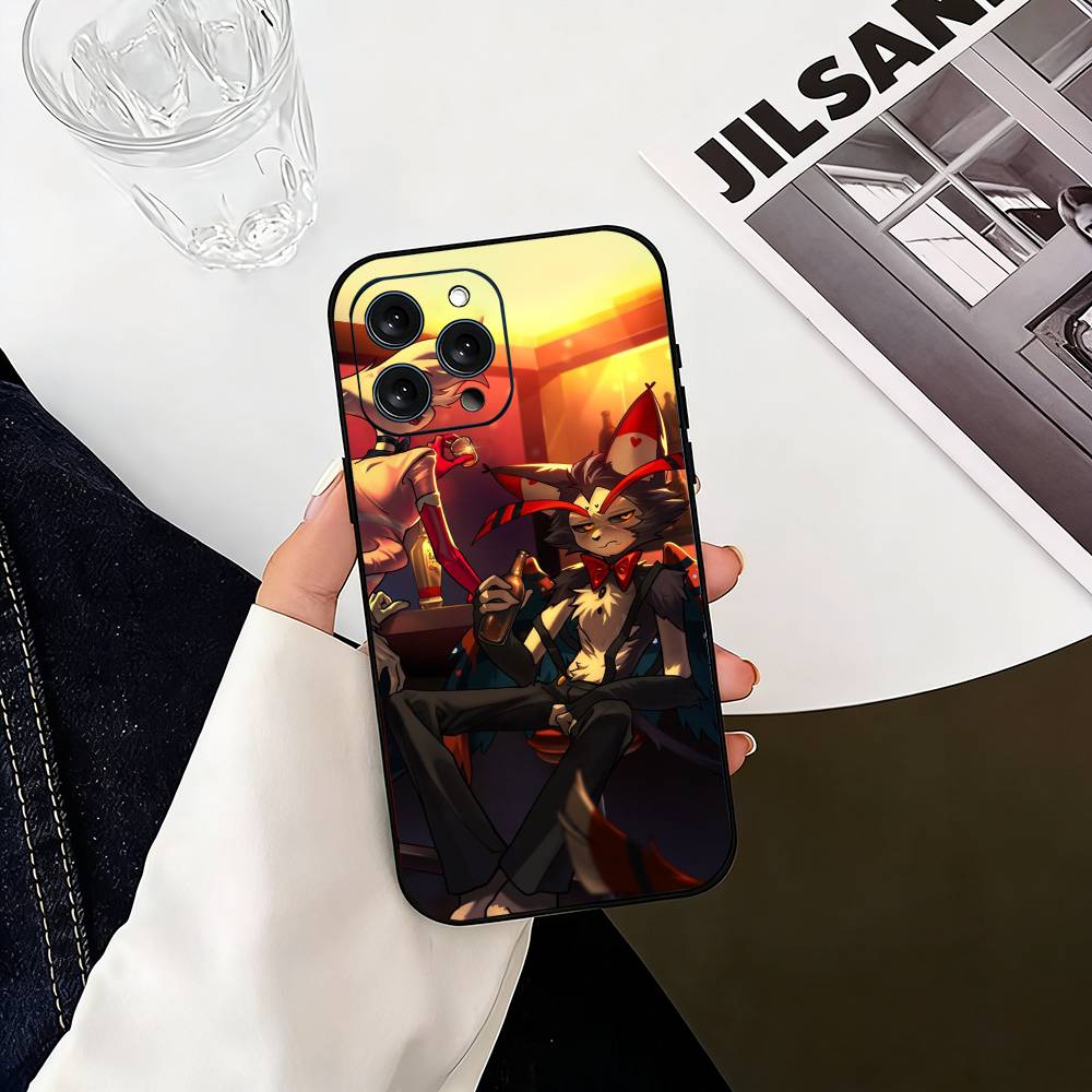Чехол для телефона Hazbin Hotel Husk для iPhone 17,16,15,14,13,12,11 Plus,Pro Max,XS, Мягкий силиконовый черный чехол