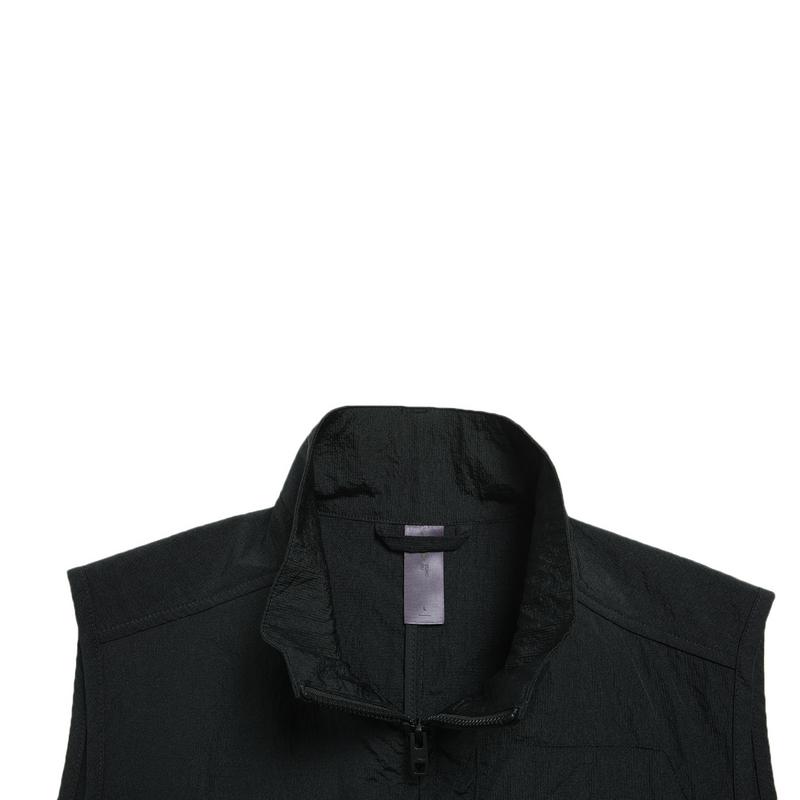 Жилет Li Ning X Jackie Chan Collaboration Kung Fu Series, однотонный, с воротником-стойкой, на молнии, женский, черный, AMDS027-2