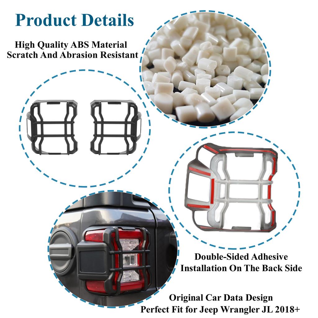 Car Tail Light Decoration LED Taillight Protection Guards Cover for Jeep Wrangler JL 2018-2023 Lamp Hoods Exterior