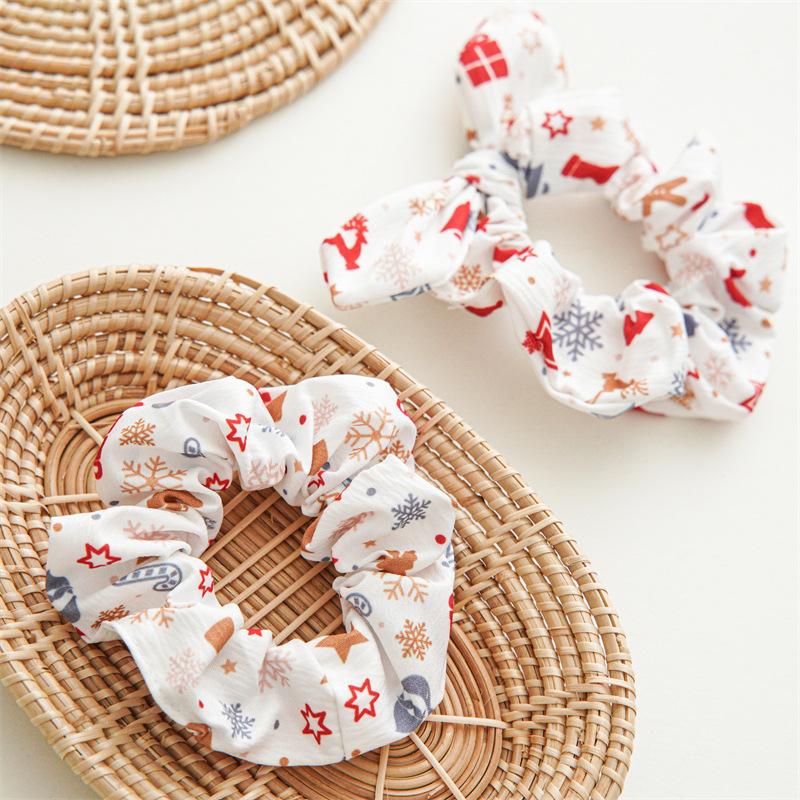 Новый Рождественский принт с бантом, петля для волос, модная эластичная повязка для волос в горошек, веревка для волос, кольцо для волос, резинка, женское украшение для волос, головной убор, подарок