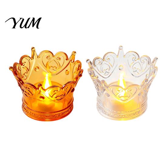 Transparent Plastic Box Crown LED Tea Light, Flameless Faux Crystal Candle Night Vintage Home Decor Romantic Wedding Party Decor, Creative Gift