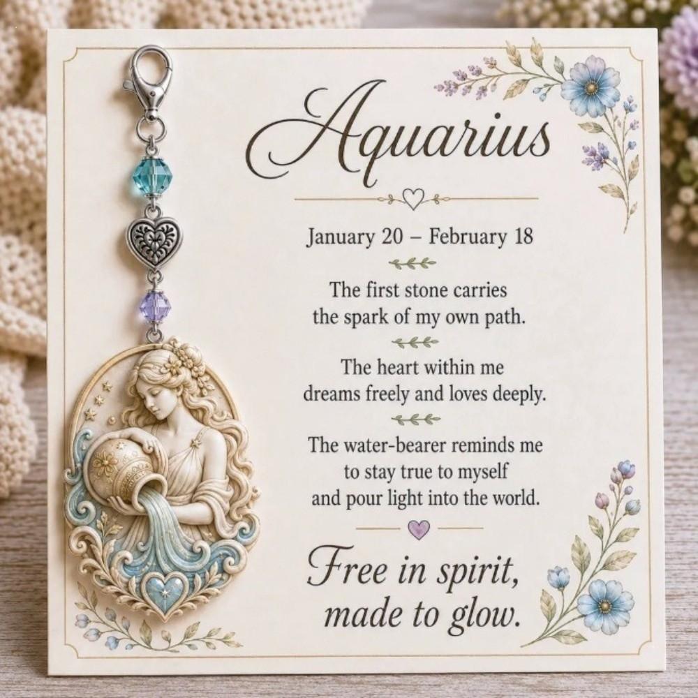 Light Luxury 12 Zodiac Keychain Hanging Decor Zodiac Pendant Key Ring Horoscope Keychain Bag Decor