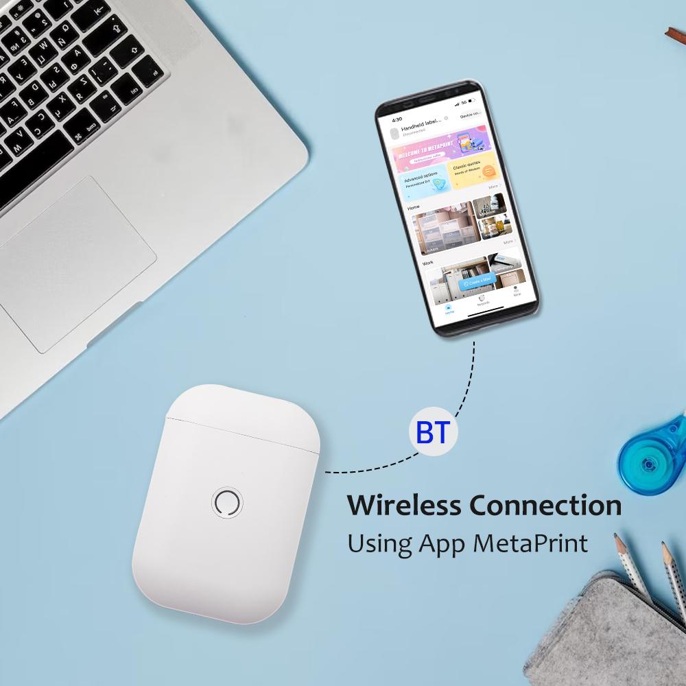 D11 Принтер для этикеток Карманный смартфон Gap Label Maker BT Беспроводная термопечать Поддержка 203DPI