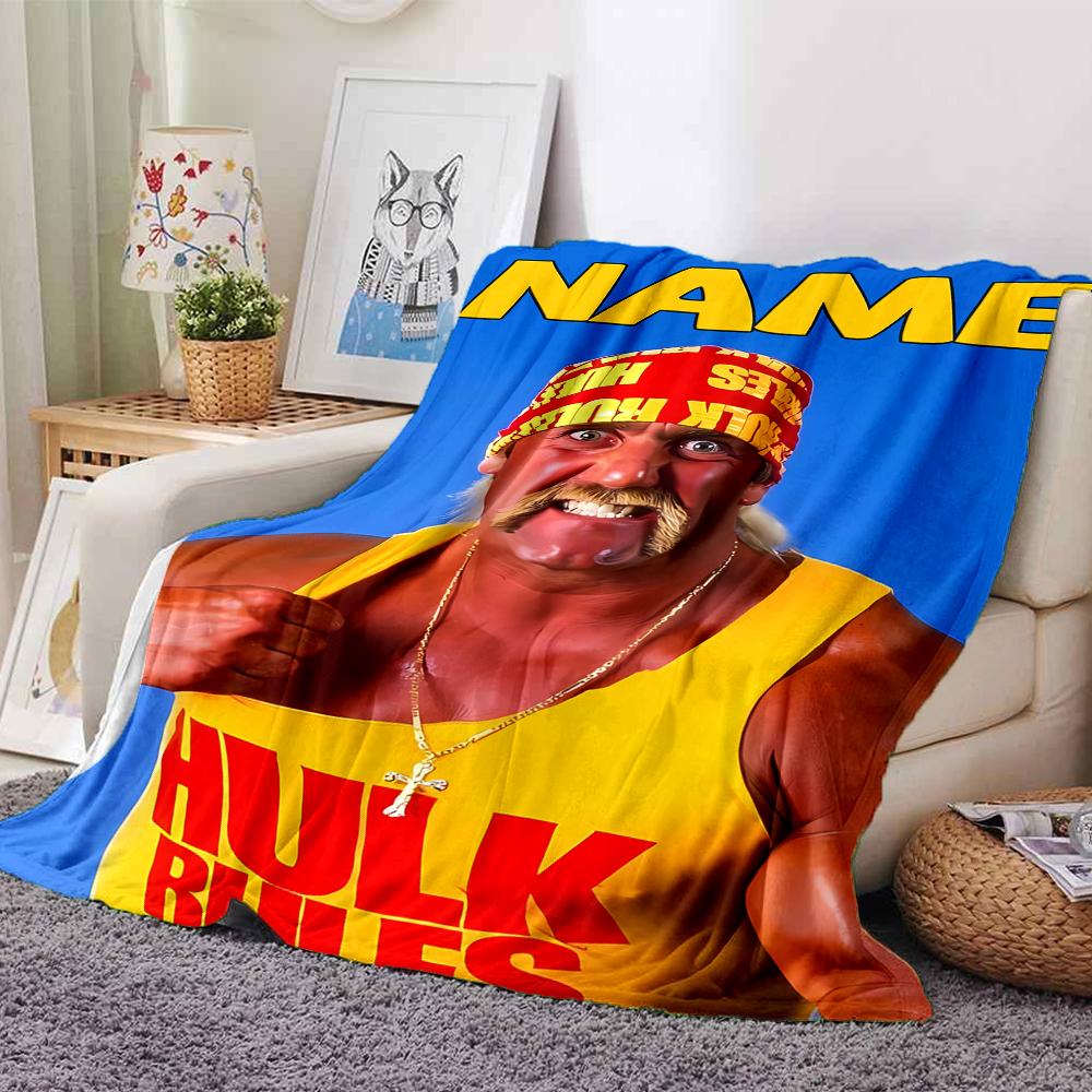 Customiz Name Personality Hulk Hogan Blanket Soft &Warm Sofa Office Bed Travel Lunch Break Blanket, Gift Suitable All Seasons