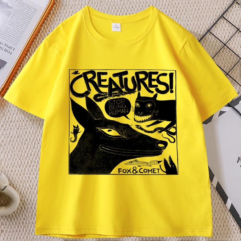 Fox Pattern Pure Cotton Printed Unisexs And Unisexs Fashionable Loose Short Sleeved Summer New Personalized Casual Tshirt