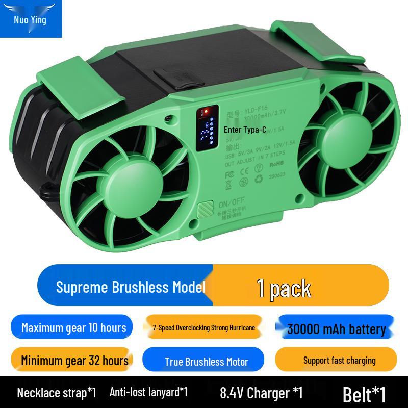 Portable Waist-Mounted Cooling Fan for Outdoor Construction