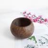 Eco Friendly Natural Organic Coconut Shell Scented Soy Wax Candle Bowl Holder Wooden Wick