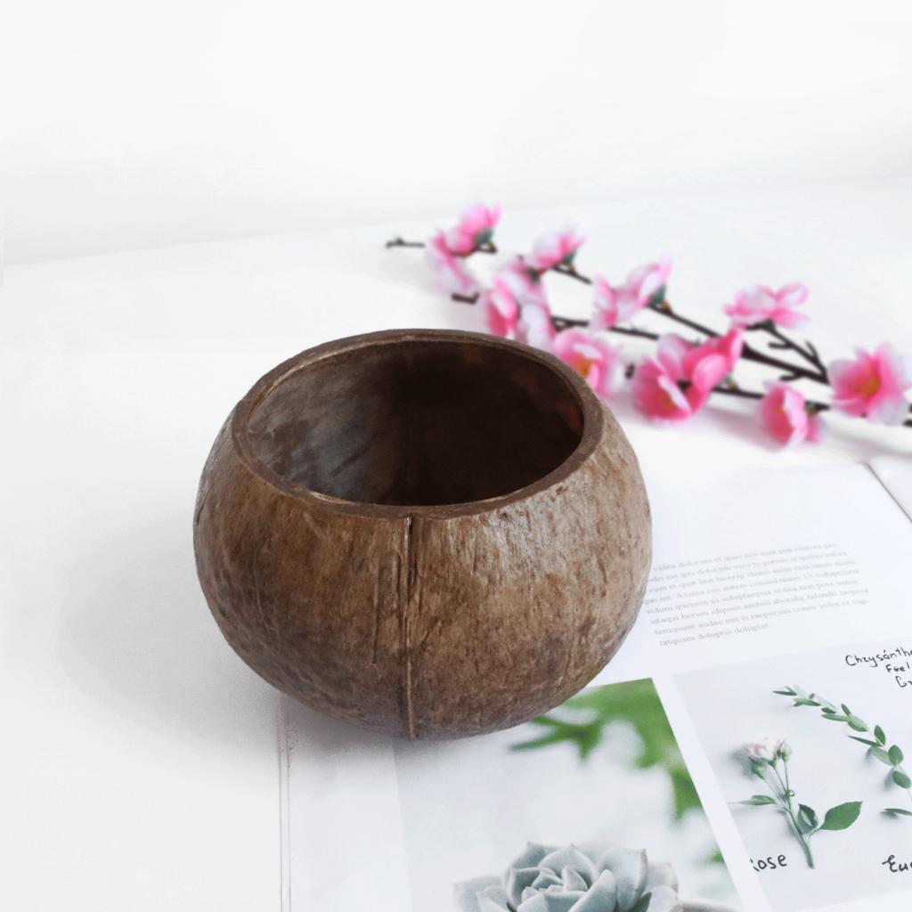 Eco Friendly Natural Organic Coconut Shell Scented Soy Wax Candle Bowl Holder Wooden Wick