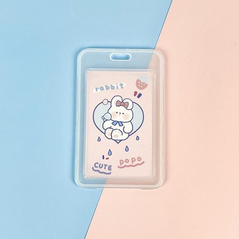 Милый прозрачный чехол для карты на шнурке, чехол для студенческой карты на автобусе, чехол для мультяшной рабочей карты, держатель для кредитной карты, держатель удостоверения личности с веревкой